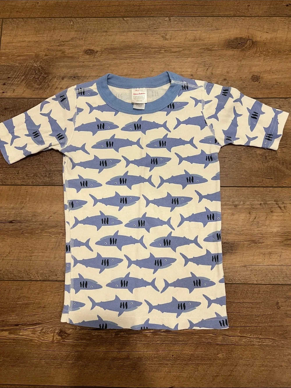 Hanna Andersson Boys Shark Short Pajamas Set, size 8